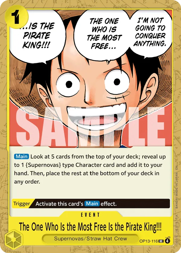 OP13-116 UC The One Who Is the Most Free Is the Pirate King!!! EN